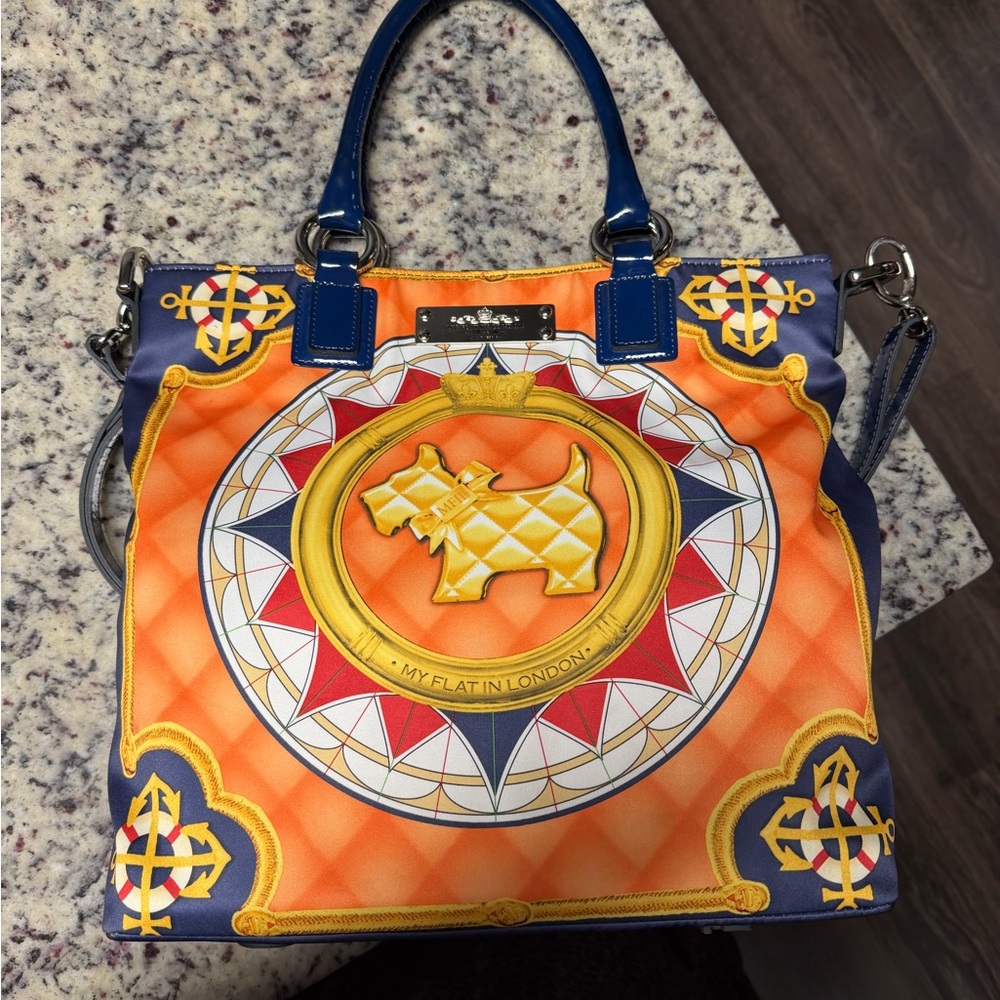 My Flat in London Vibrant Orange and Blue Tote